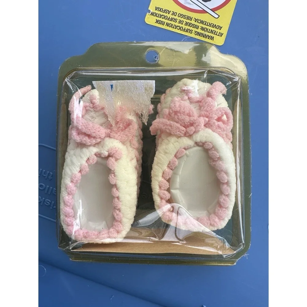 NEW VTG Spencer's Infant Booties Made In The USA‎ 100% Stretch Nylon 2 Pairs